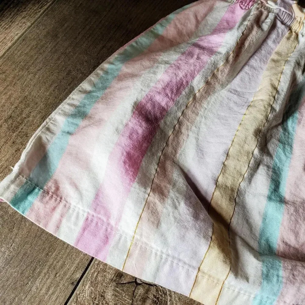 Calvin Klein Pastel Striped Sleeveless Toddler Girls Top with Teal Bow Leggings